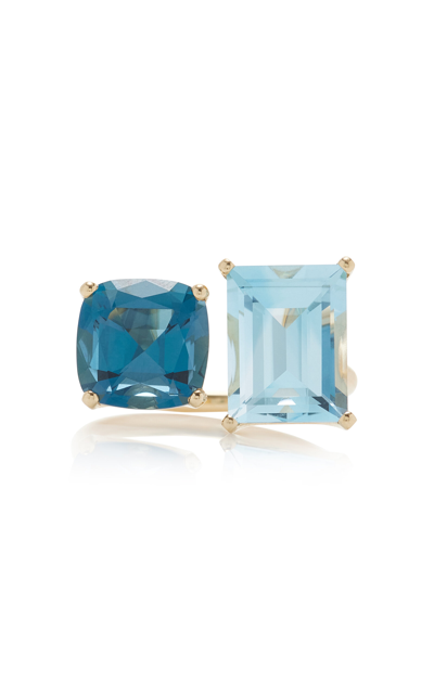 Jane Taylor 14k Yellow Gold Topaz Ring In Blue