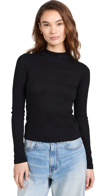 Askk Ny Mock Neck Long Sleeve Pullover In Black