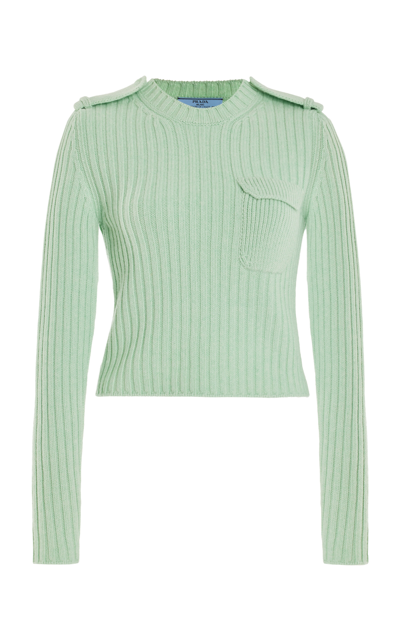 Prada Wool And Cashmere Crew-neck Jumper In F0223 Menta