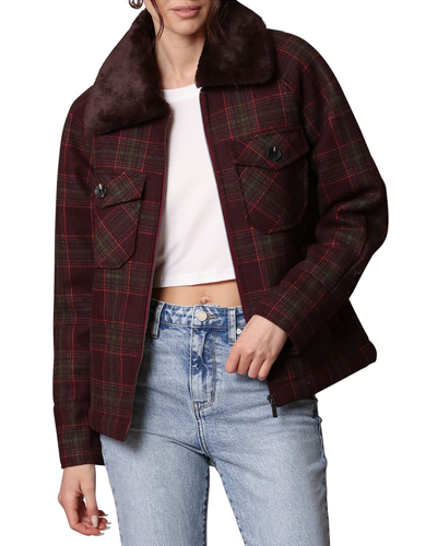 Avec Les Filles Plaid Aviator Wool-blend Jacket In Red
