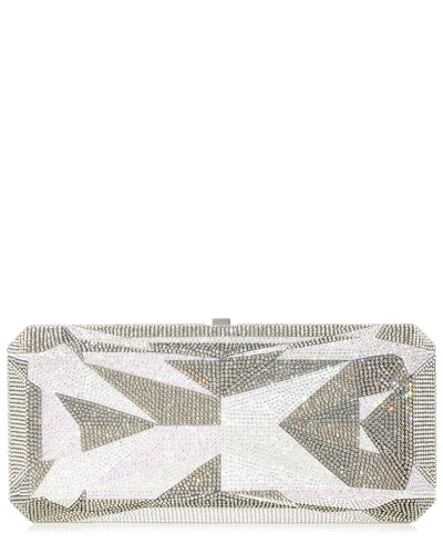 Judith Leiber Slim Rectangle Crystal Clutch In Silver