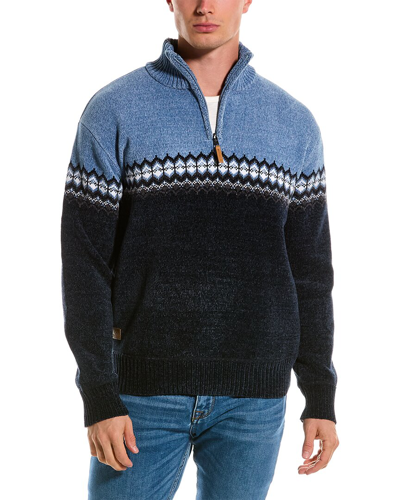 Point Zero Jacquard Chenille Knit Sweater In Blue