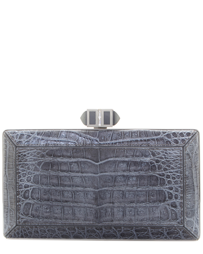 Judith Leiber E/w Coffered Rectangle Crocodile Clutch