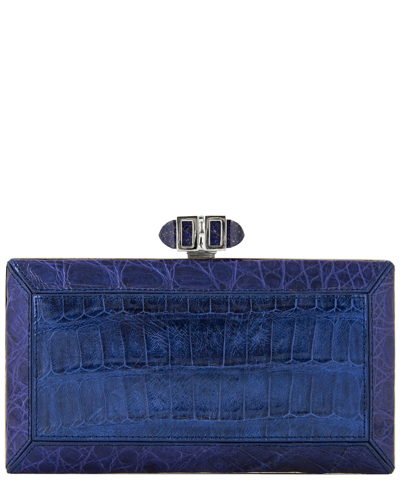 Judith Leiber E/w Coffered Rectangle Crocodile Clutch