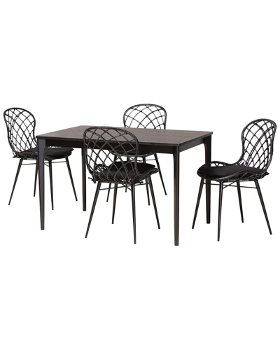 Baxton Studio Sabelle Modern Bohemian Rattan 5pc Dining Set