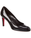 Christian Louboutin Pumppie Abrasivato Red Sole Calfskin Leather Pumps In Black