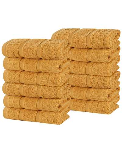 SUPERIOR SUPERIOR SET OF 12 ZERO TWIST COTTON WAFFLE HONEYCOMB PLUSH SOFT ABSORBENT  WASHCLOTHS