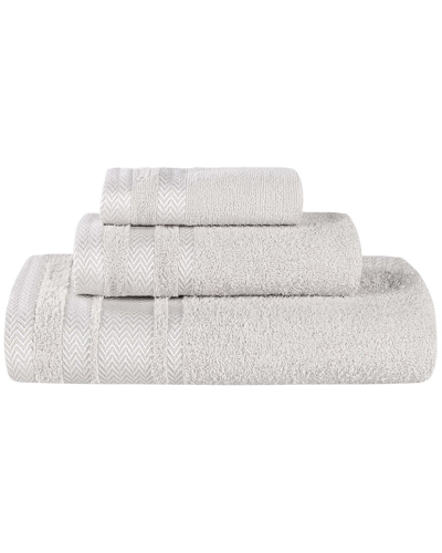 Superior 3pc Zero Twist Cotton Dobby Border Plush Soft Absorbent Towel Set