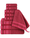 Superior 9pc Zero Twist Cotton Dobby Border Plush Soft Absorbent Towel Set