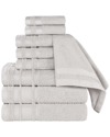 Superior 9pc Zero Twist Cotton Dobby Border Plush Soft Absorbent Towel Set