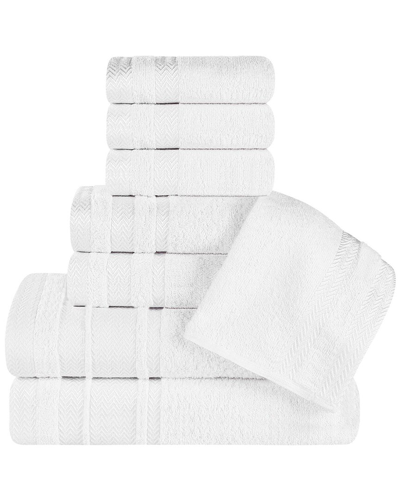 Superior 8pc Zero Twist Cotton Dobby Border Plush Soft Absorbent Towel Set
