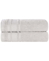 SUPERIOR SUPERIOR SET OF 2 ZERO TWIST COTTON DOBBY BORDER PLUSH SOFT ABSORBENT BATH  SHEETS