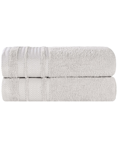 Superior Set Of 2 Zero Twist Cotton Dobby Border Plush Soft Absorbent Bath  Sheets