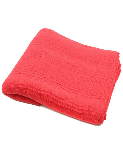 Portolano Cable Knit & Ribbed Throw In Red