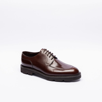 John Lobb Dark Oak Calf Derby Shoe In Marrone