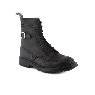 Tricker's Lace-up Leather Ankle Boots In Nero