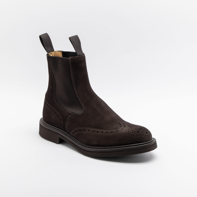 Tricker's Henry Coffee Suede Chelsea Boot In Marrone