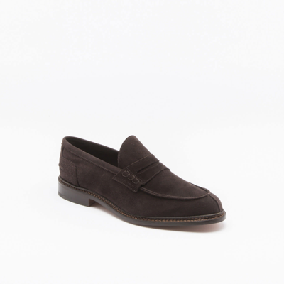 Tricker's Almond-toe Leather Loafers In Marrone