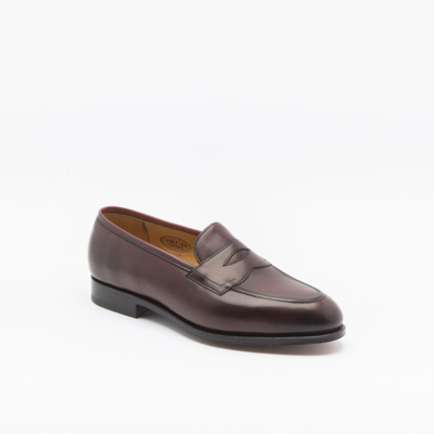 Edward Green Piccadilly Leather Penny Loafers In Bordeaux