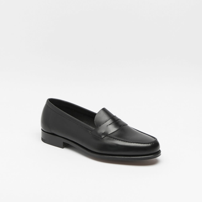 Edward Green Piccadilly Leather Penny Loafers In Black