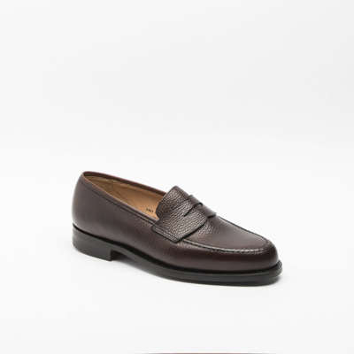 Crockett &amp; Jones Boston Dark Brown Country Calf Penny Loafer In Marrone