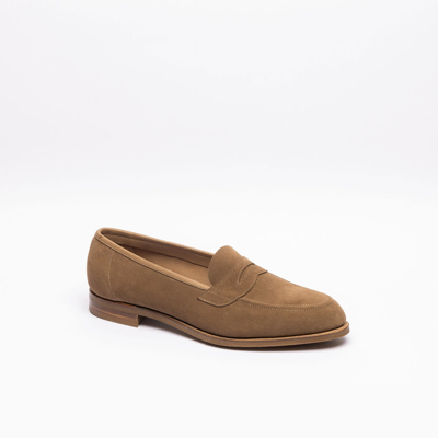 Edward Green Mole Suede Loafer In Marrone