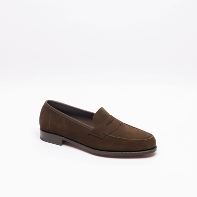 Edward Green Picadilly Suede Penny Loafers In Brown