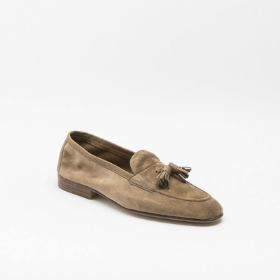 Edward Green Portland Sand Baby Calf Unlined Tassel Loafer In Sabbia