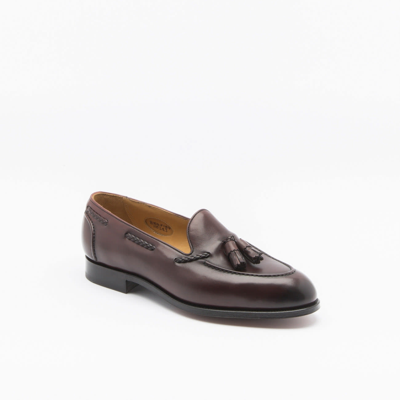 Edward Green Belgravia Burgundy Antique Calf Tassel Loafer In Brown