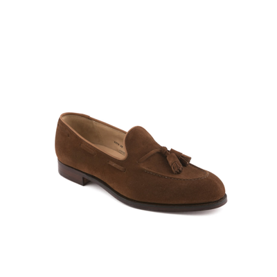 Crockett &amp; Jones Cavendish 2 Polo Brown Suede Tassel Loafer In Marrone