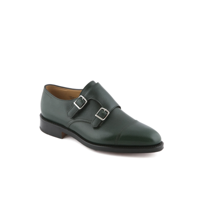 John Lobb William Green Grain Calf Monk Strap Shoe In Verde