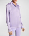 Michael Kors Hansen Charmeuse Button-front Shirt In Freesia