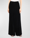 THEORY VELVET PLEATED LOW-RISE WIDE-LEG PANTS