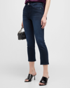 Frame Le High Ripped Straight Leg Jeans In Onyx Indigo