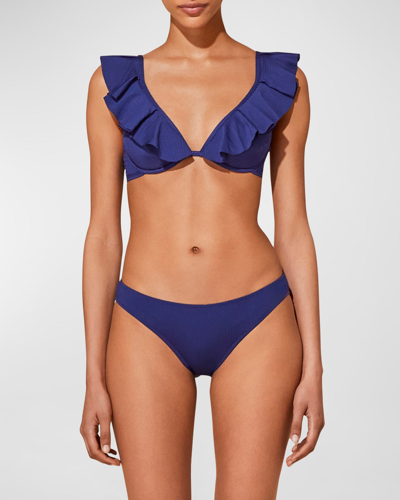 Vilebrequin Solid Flutter Bikini Top In Encre