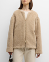 MAX MARA COLLARLESS ZIP TEDDY JACKET