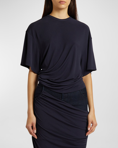 Christopher Esber Draped Waist Short-sleeve T-shirt In Ink