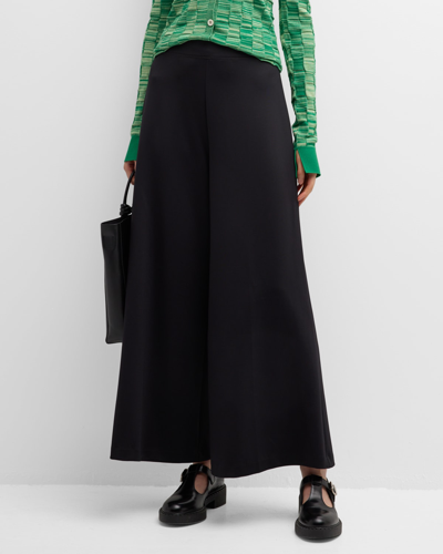 Rosetta Getty Scuba Double-knit Pull-on Wide-leg Culottes In Black