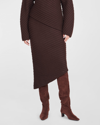 Staud Cantilever Merino Wool Skirt In Dark Chocolate