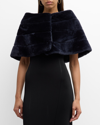 Gorski Horizontal Lamb Shearling Cape In Navy