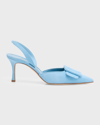 Manolo Blahnik Maysli Suede Buckle Halter Pumps In Mblu4241