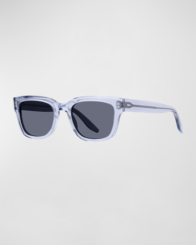 Barton Perreira Men's Stax Clear Plastic Rectangle Sunglasses In Blue Smoke Noir