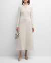 Rosetta Getty Sequin Zip-front Long-sleeve Midi Dress In Ivory