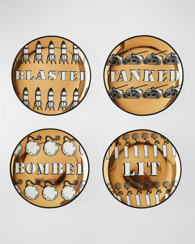 Jonathan Adler Molotov Cocktail Coasters, Set Of 4 In Gold