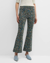 ROSETTA GETTY HIGH-RISE CARPET FOAM JACQUARD FLARE CROP PULL-ON PANTS