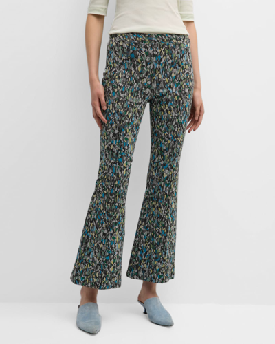 Rosetta Getty High-rise Carpet Foam Jacquard Flare Crop Pull-on Trousers In Neutral