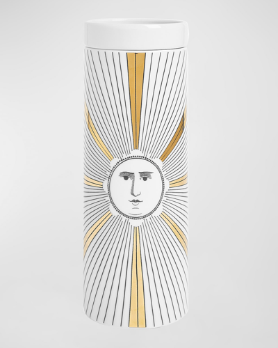 Fornasetti Nel Mentre Tall Scented Candle - Soli Décor - Immaginazione Fragrance In White/black/gold