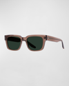 Barton Perreira Men's Zander Plastic Rectangle Sunglasses In Tobac Green Smoke