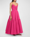 Giambattista Valli Draped Sleeveless Ruffle-hem Gown In Fuchsia