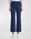 Lafayette 148 Regenerated Punto Milano Gates Ankle Flare Pull-on Pant In Midnight Blue